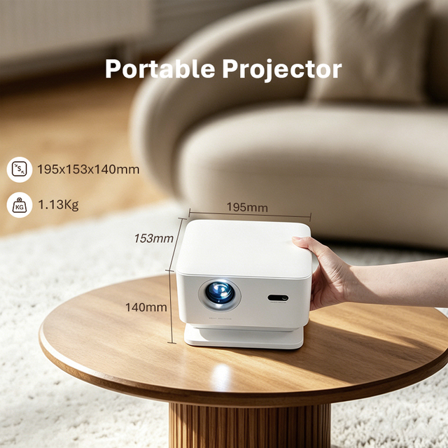 Android Projector 8K Supported Native 1080P Smart Projector WiFi6 Bluetooth Outdoor Movie Projector
