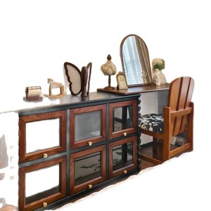 French Vintage Style Dressing <b>Table</b> With Chest Of Drawers Chocolate Ash Wood Solid Wood Bedroom Storage <b>Makeup</b> Vanity - Product Image 5