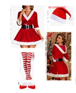 2025 nuovo arrivo natale <span class=keywords><strong>vestito</strong></span> da donna per adulti in <span class=keywords><strong>velluto</strong></span> rosso manica lunga con cappuccio da festa per le donne - Product Image 6