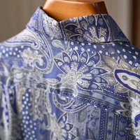 Kemeja Pria Linen Murni OEM Lengan Panjang, Warna Tahan Luntur, Anti-Pilling, Gaya Kasual Musim Panas, Grosir, Kualitas Tinggi