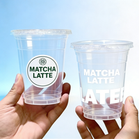 Gobelets en plastique PP transparent à double paroi jetables, design personnalisé, avec couvercle, pour café/boissons froides/thé boba, logo personnalisé imprimé, gobelets pour boissons