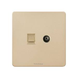 แผงหน้าจอสัมผัสแบบกันน้ำสำหรับติดผนังในสหราชอาณาจักร พร้อมเต้ารับทีวีและคอมพิวเตอร์ 10A สำหรับบ้านสมัยใหม่ สำนักงาน และห้องพักในโรงแรม - Product Image 1