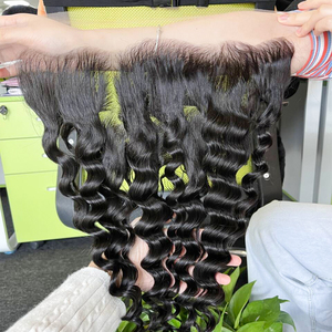 คุณภาพสูง 13*4 HD ลูกไม้ดิบเวอร์จินบราซิลคลื่นลึกหยิกลูกไม้สวิสด้านหน้าหยิกหูหูปิดด้านหน้า - Product Image 3