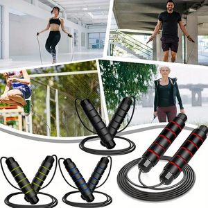 <span class=keywords><strong>Corde</strong></span> à <span class=keywords><strong>sauter</strong></span> personnalisée avec logo, emballage OPP, plusieurs couleurs, poignée en mousse à mémoire de forme, fil d'acier, durable, portable, <span class=keywords><strong>pour</strong></span> la salle de sport, la perte de poids - Product Image 1