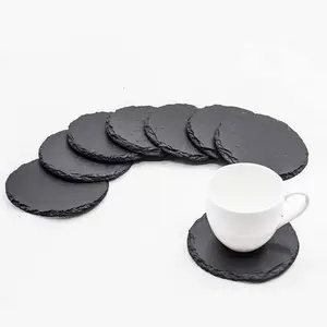 批发复古家居装饰石板杯垫，用于家庭和办公室定制印刷咖啡茶酒杯杯垫
