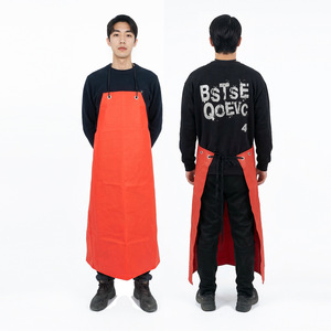 Delantal Químico de PVC Naranja con Tirantes, Costuras Soldadas, Ropa de Seguridad Industrial, Resistente al Agua y al Aceite - Product Image 1