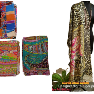 Châle indien style boho pour femme, écharpe longue en coton et lin, imprimée géométrique colorée, double usage, collection printemps et automne - Product Image 1