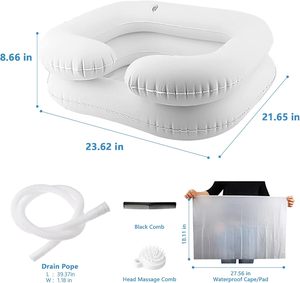 Bassin à shampooing <span class=keywords><strong>gonflable</strong></span> en plastique portable et pliable pour personnes âgées, handicapées, femmes enceintes, blessées, lavage des cheveux à domicile - Product Image 2