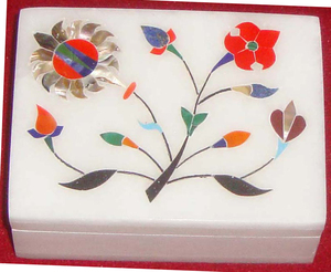 Grossiste indien marbre naturel belle fleur Design boîte d'incrustation - Product Image 1