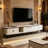 Table basse et meuble TV en marbre de luxe moderne, combinaison design 2026, mobilier domestique pour salon