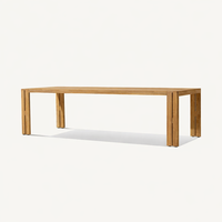 Ensemble de meubles de jardin en teck pour l'extérieur, table et chaises d'extérieur pour hôtel, ensemble de table de jardin pour villa, table et chaises de salle à manger d'extérieur pour complexe hôtelier