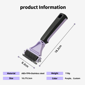 CUSTOM <b>Pet</b> Grooming <b>Brush</b> Deshedding Dematting Undercoat Stainless Steel Plastic Safe for Dogs Cats Small Animal - Product Image 2