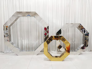 Marco de fondo de arco de acero inoxidable para boda de oro octogonal Marco de decoración de escenario de Evento de Metal - Product Image 2