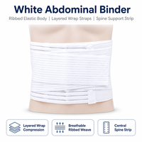 Ceinture abdominale post-chirurgicale blanche avec bande élastique côtelée pour le dos et sangles de compression superposées