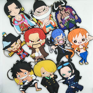 Porte-clés personnalisé mignon de dessin animé, porte-clés en caoutchouc souple, petit cadeau pour enfant, porte-clés Anime une pièce, vente en gros - Product Image 2