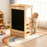 Tours d'escalade en bois Montessori pour enfants avec toboggans, tour d'apprentissage pliable et réglable, marchepied d'aide en cuisine Montessori
