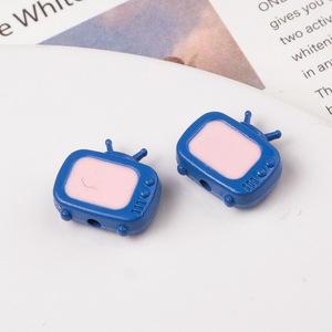 Pulsera de cuentas perforadas de aleación de TV pintada en Color de dibujos animados, accesorios de joyería DIY, cuentas de Metal, Mini TV, lindo viento TV - Product Image 3