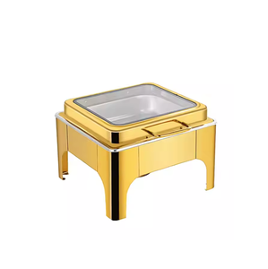 Scaldavivande Elettrico Quadrato in Acciaio Inossidabile Dorato, Set da Buffet 9L, <span class=keywords><strong>Design</strong></span> Moderno, Marca TaiDing, per Hotel e <span class=keywords><strong>Ristoranti</strong></span> Commerciali - Product Image 1