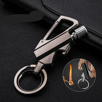 Ouvre-bouteille portable multifonction Rechargeable, bouton en métal, support de briquet à huile ou de gaz, porte-clé avec porte-briquet