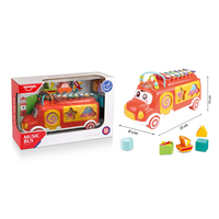 HUANGER Early Learning Baby Toys Musical Educational Piano Keyboards Instruments Bus Shape Toys With Blocks Hand Knock Piano