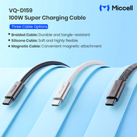 Cables de carga rápida USB PD 100W C a C de Miccell Wholesale 5A, cable de carga para teléfonos tipo C con trenzado de nailon para iPhones.