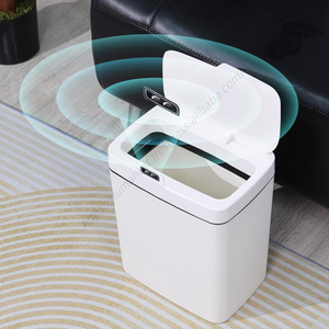 Poubelle de salle de bain intelligente en ABS avec ensachage automatique, couvercle électronique, capteur de mouvement étroit sans contact, blanche, pour la vente en gros - Product Image 3