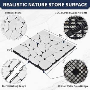 Nouvelle conception de dalles de terrasse en marbre travertin blanc à emboîtement, pierre <span class=keywords><strong>calcaire</strong></span>, bricolage, dalle de sol de garage, antidérapant pour l'extérieur - Product Image 4