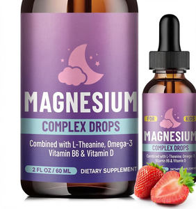Gouttes liquides orales de glycinate de magnésium pour enfants pour le sommeil, la mémoire, la santé cérébrale, les oméga-3, la vitamine B6, D3, la L-théanine - Product Image 1