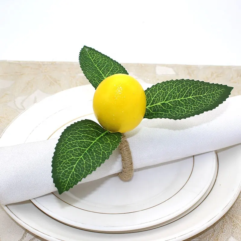 Simülasyon limon bitki peçete tutucu meyve yemek toka peçete halkası