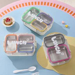 Bencircle B274 Leakproof Stainless Steel Bento Lunch <b>Box</b> 3 Compartment Kids Food Container With <b>Secure</b> Lock Lid - Product Image 2