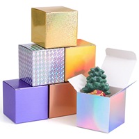 Boîte d'emballage en papier pliable carrée avec paillettes holographiques brillantes pour la décoration de cadeaux de fête et de mariage, personnalisez vos boîtes cadeaux
