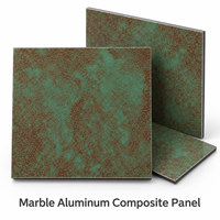 Panneau composite en aluminium marbré à veines vertes, 4 mm, revêtement PVDF, plaque ACP pour la décoration des murs extérieurs de villas