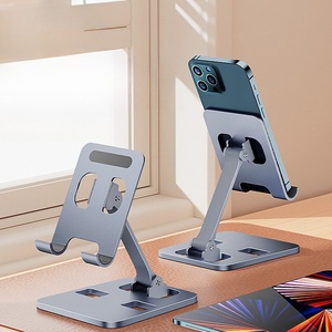 Soporte plegable de aluminio y aleación para teléfono móvil Soporte flexible y de apoyo para uso en escritorio Compatible con teléfonos inteligentes - Product Image 1