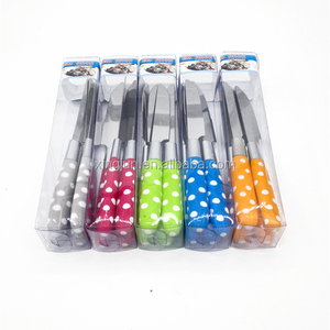 Lot de 24 couverts en acier inoxydable avec manche en plastique à pois, comprenant cuillères, fourchettes et couteaux - Product Image 1