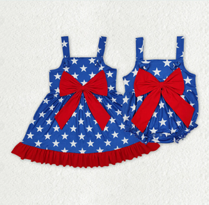 Robes barboteuses à étoiles du 4 juillet pour bébés filles - Product Image 4
