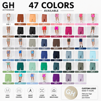 Shorts de sport pour femme GH avec logo personnalisé, taille haute, fermeture à cordon, sensation seconde peau, coupe ajustée sur le devant, pour la gym et le yoga