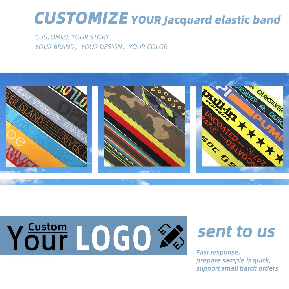 XYX Customized custom logo color pattern nylon spandex polyester latex striped elastic band jacquard elastic waistband webbing