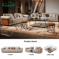 Ensemble de canapés modulaires en cuir de qualité supérieure, écologiques et modernes, pour salon de luxe, villa, maison de prestige