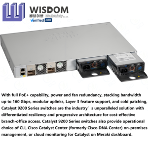 Commutateur réseau original série C9200 C9200L-48P-4X-E 48 ports PoE + 4X10G Network Essentials Commutateur réseau 176Gbps - Product Image 3