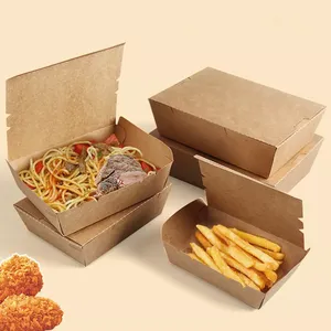 Einweg packung herausnehmen Behälter Fast-Food-Brot verpackung Emballage Burger Churros Papier Krepp boxen zum Mitnehmen Box Restaurant