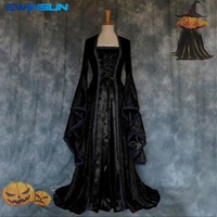 Vestido longo feminino imperdível, vestido longo preto para mulheres, roupas de festa, arte medieval, retrô, para noite