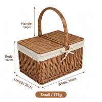 Tas Penyimpanan Multifungsi Anyaman Bambu dengan Tutup & Lapisan Kain, Model Lantai, Organizer Mainan Rumah
