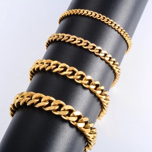 Pulsera de Cadena Cubana de Acero Inoxidable Chapada en Oro para Hombre y Mujer, Tobillera de Alta Calidad, Joyería Metálica para Muñeca - Product Image 6