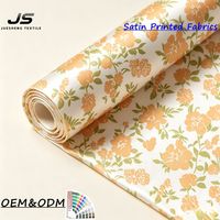 Tissu en satin de soie polyester à imprimé floral élégant, doux et brillant, pour robe de demoiselle d'honneur ou d'invitée