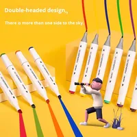 Deli 70816 stylo marqueur à base d'eau à double pointe Graffiti Fiber Set pour étudiant enfants aquarelle dessin plastique