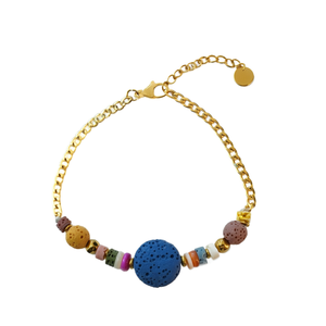 Fashion <b>Beaded</b> <b>Bracelet</b> 316L Stainless Steel PVD <b>Gold</b> Plating Sustainable Resistant Multi Color Beads Chain Link Design - Product Image 2