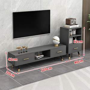 Mueble de TV moderno minimalista, soporte de TV para apartamento pequeño de estilo escandinavo con cajón y estante, muebles ligeros de lujo - Product Image 2