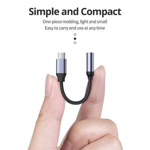 Adattatore Audio Type C con Cavo Intrecciato in Nylon da USB C a <span class=keywords><strong>Jack</strong></span> Femmina da 3,5mm <span class=keywords><strong>per</strong></span> <span class=keywords><strong>Cuffie</strong></span> - Product Image 2