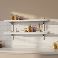 Dubbeldekker wandmontage roestvrij staal 304 food grade schap commerciële keuken open schappen opbergrek 300kg/m belastbaarheid