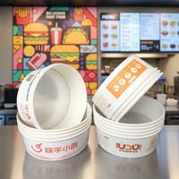 Contenants d'emballage alimentaire à paroi simple en gros, tasses à soupe de nouilles chaudes, échantillon gratuit, bol à salade en papier avec couvercle en papier ou en plastique
